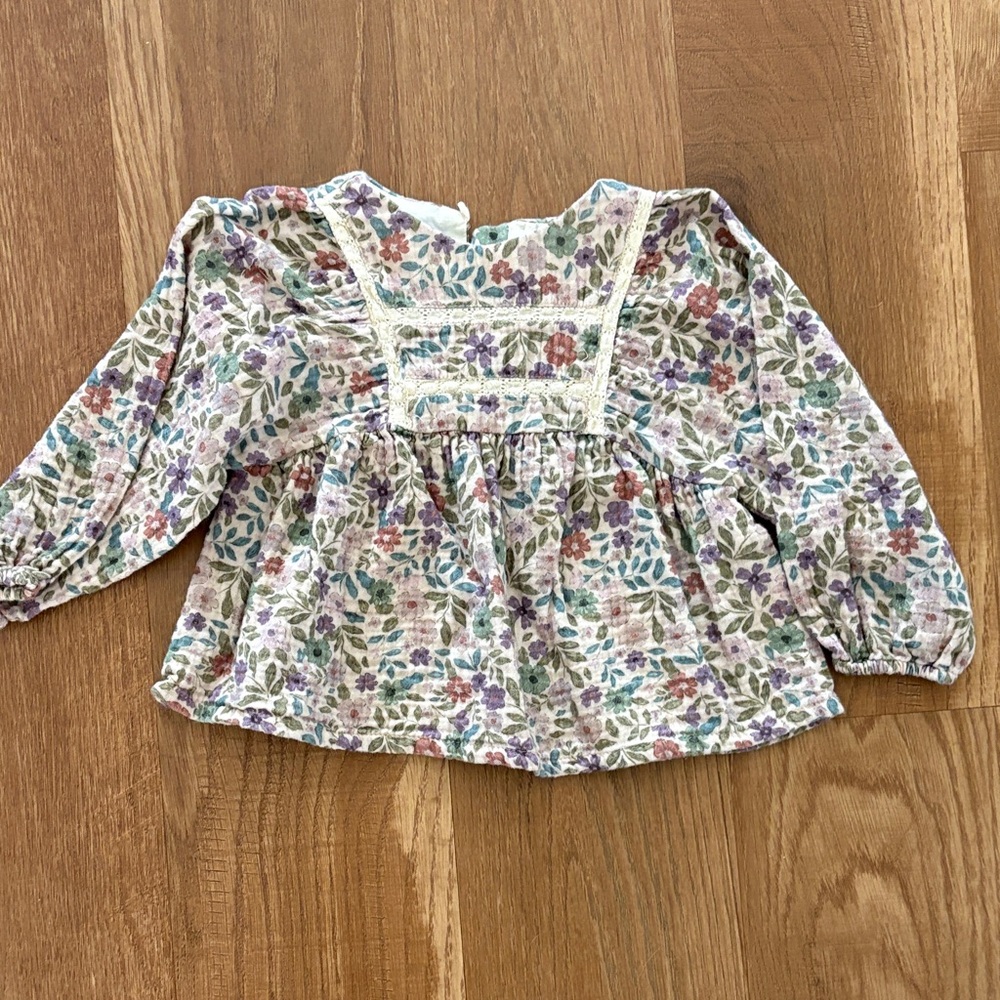 Zara Kids Floral Blouse with Lace Detail